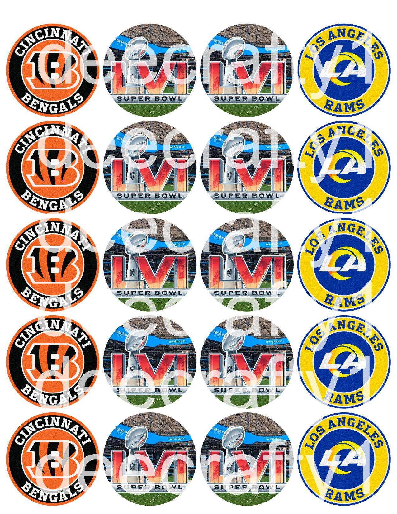 Super Bowl Rams Bengals 2022 2” edibles