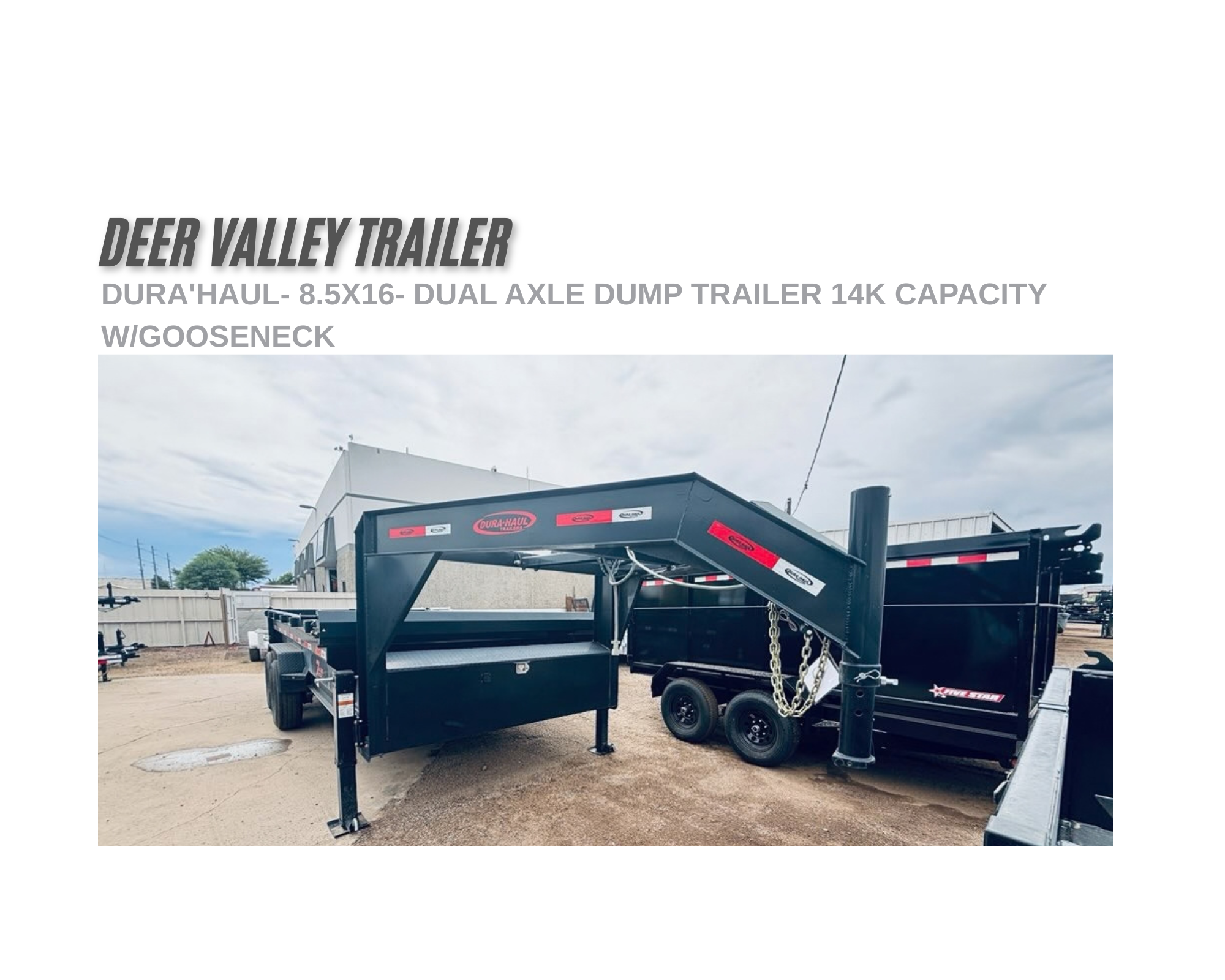 8.5x16X2 Dual Axle Dump Trailer 14k Capacity w/ Gooseneck -DURA'HAUL #7333