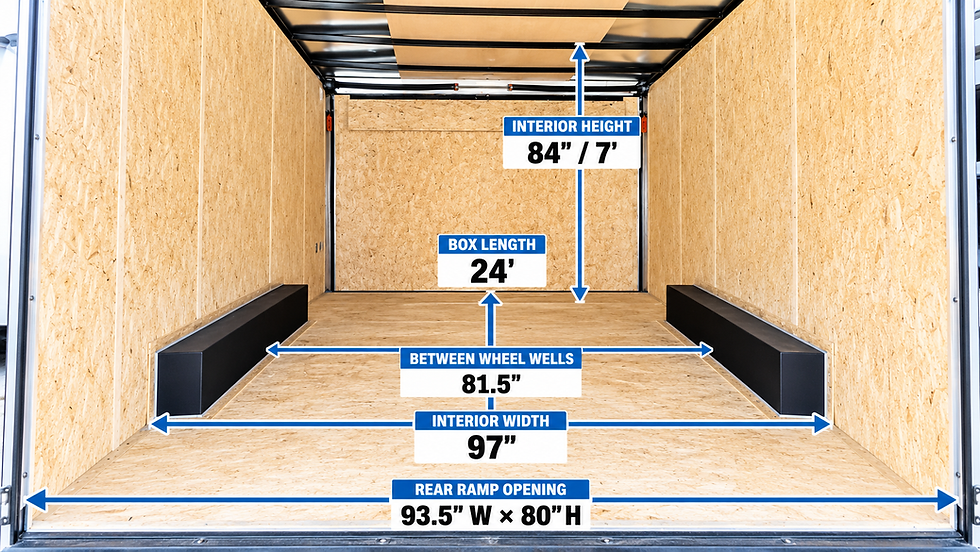 8.5X24 LOOK ST DLX RV SIDE DOOR RAMP REAR GATE 7k INTERIOR DIMENSIONS