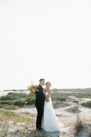 Wild horses roaming the dunes near a wedding venue in Corolla, North Carolina