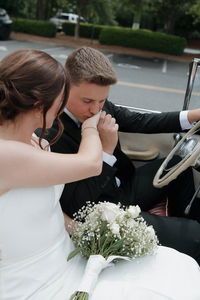 bride and groom exit