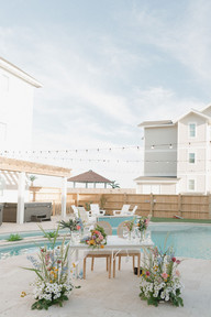 Reception details at a beach house wedding in Corolla
