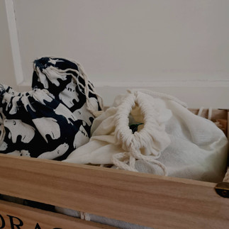 Cloth bags with toys.