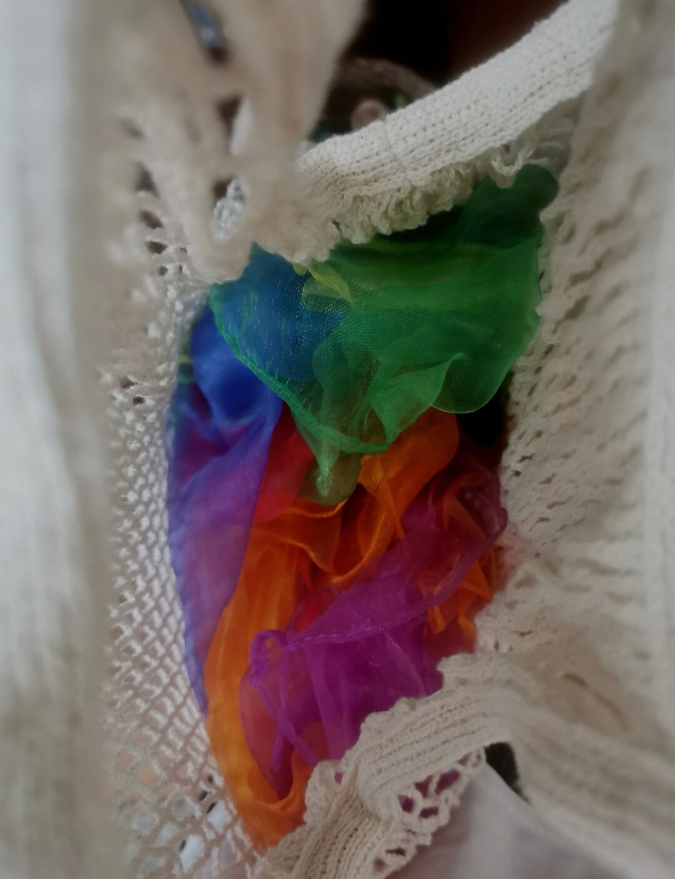 String bag with silks.