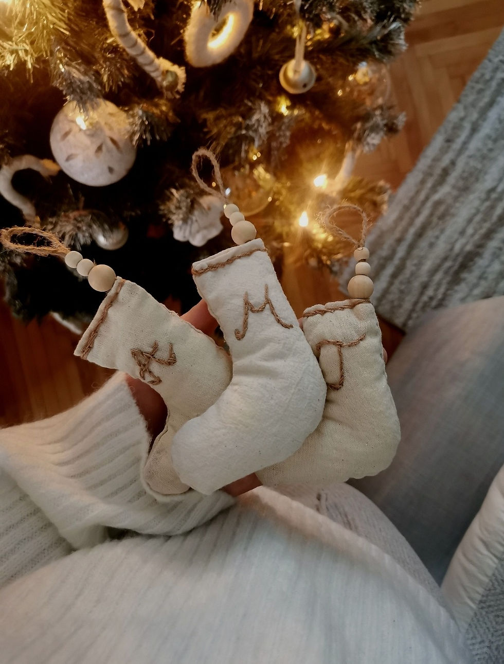 Small handmade stockings Christmas ornaments