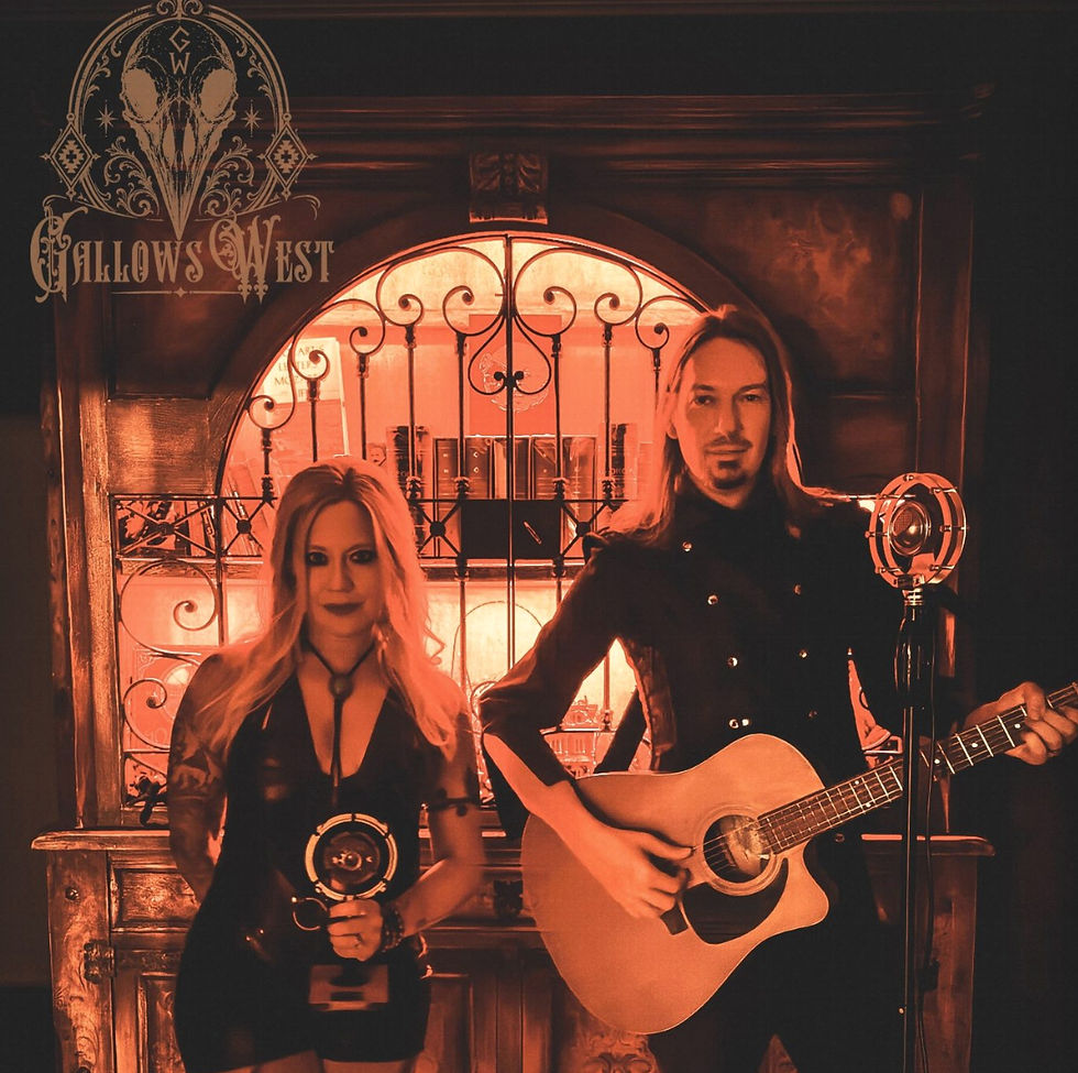 Gallows West describes itself as “outlaw folk” and “desert noir,” while its music moves through gothic western atmosphere, cinematic alt-rock and ghost-story Americana.