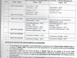 Schedule of Chance Exam (Ability Test) 2081