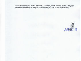 Urgent Notice For Physical Class