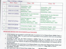 SCHEDULE OF CHANCE EXAM (ABILITY TEST) 2082