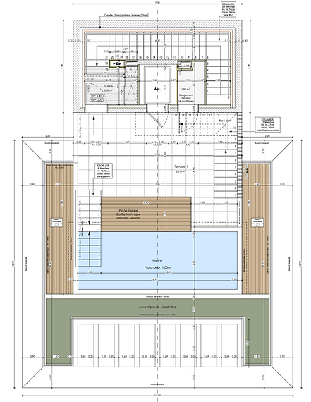 Plan de toiture avec piscine