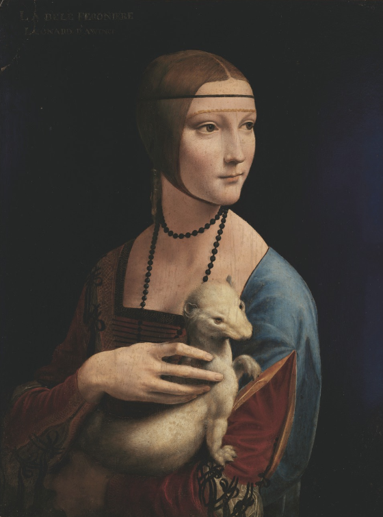 Oil painting on walnut wood | Lady with an Ermine by Leonardo da Vinci