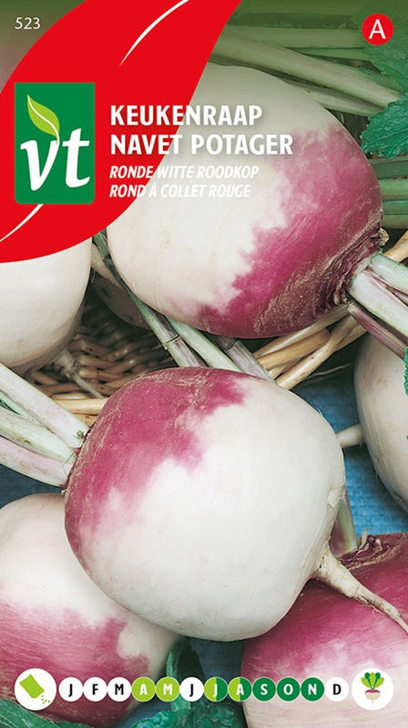 Keukenraap ronde witte roodkop