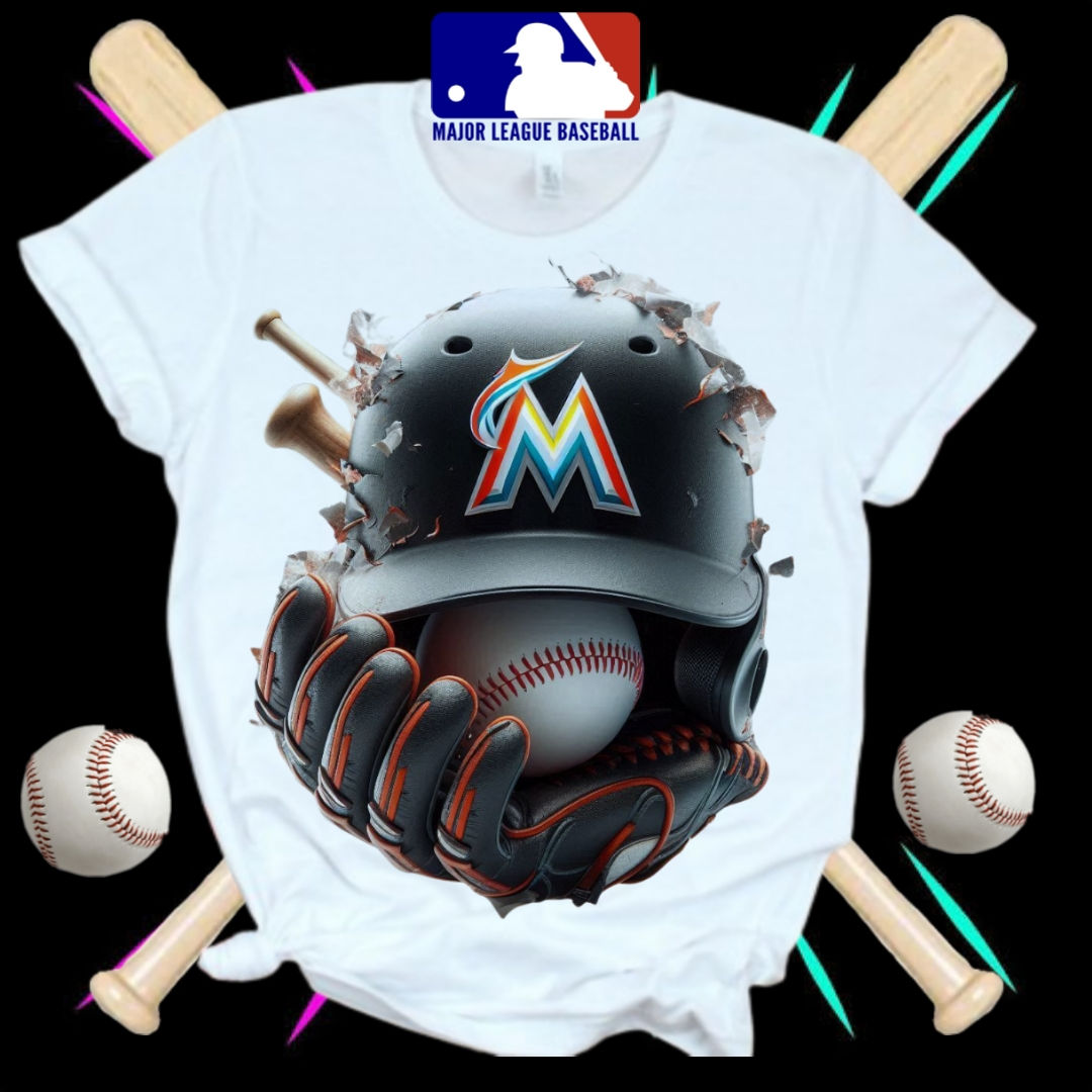 MLB Marlins Hat, Bat, Glove, and Ball