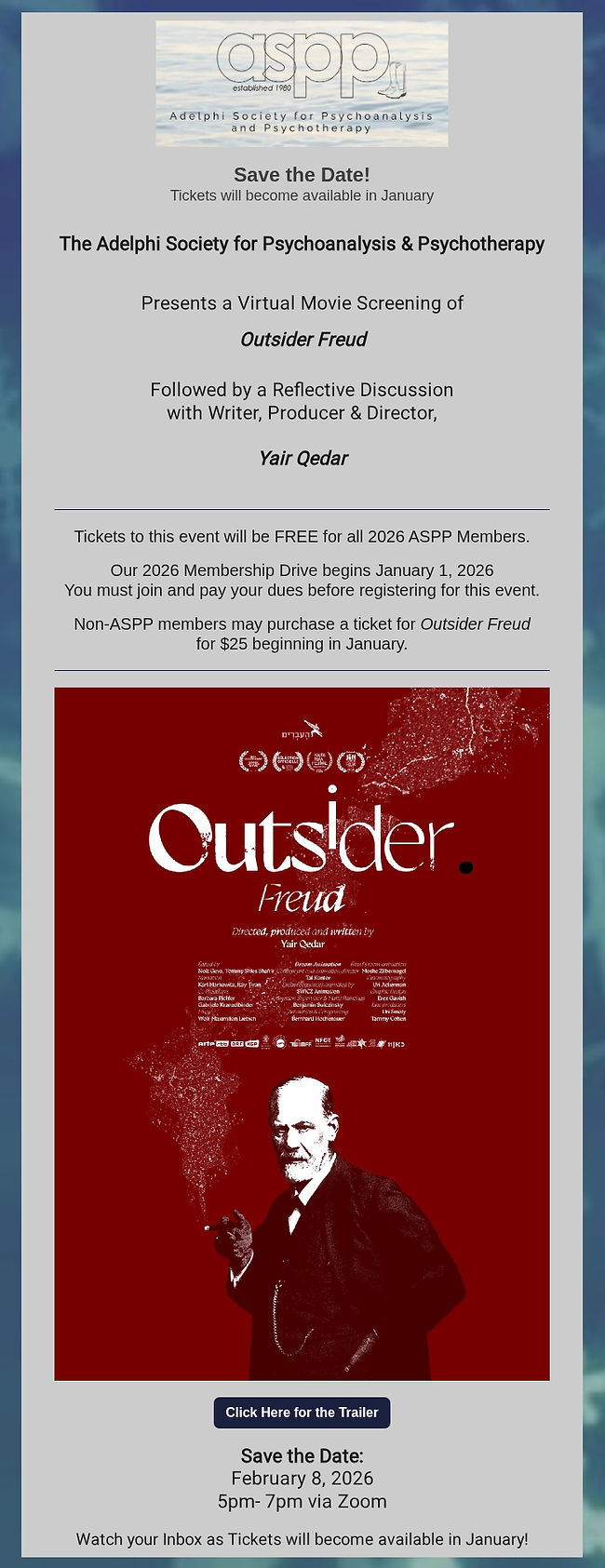 Save the DateASPP Presents Outsider Freu