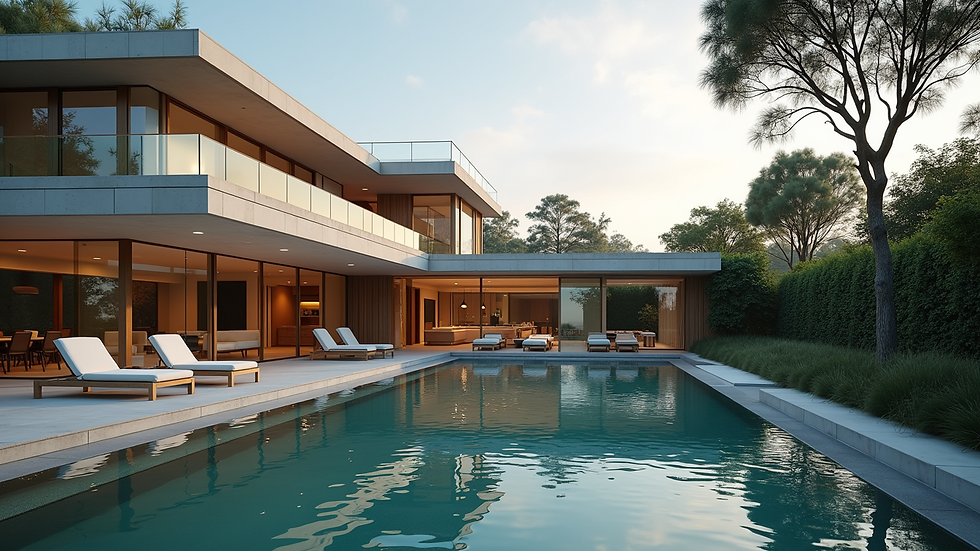 Close-up view of luxury real estate property with modern architecture