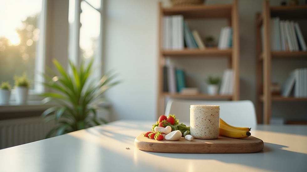 High angle view of a consultation room with nutrition materials