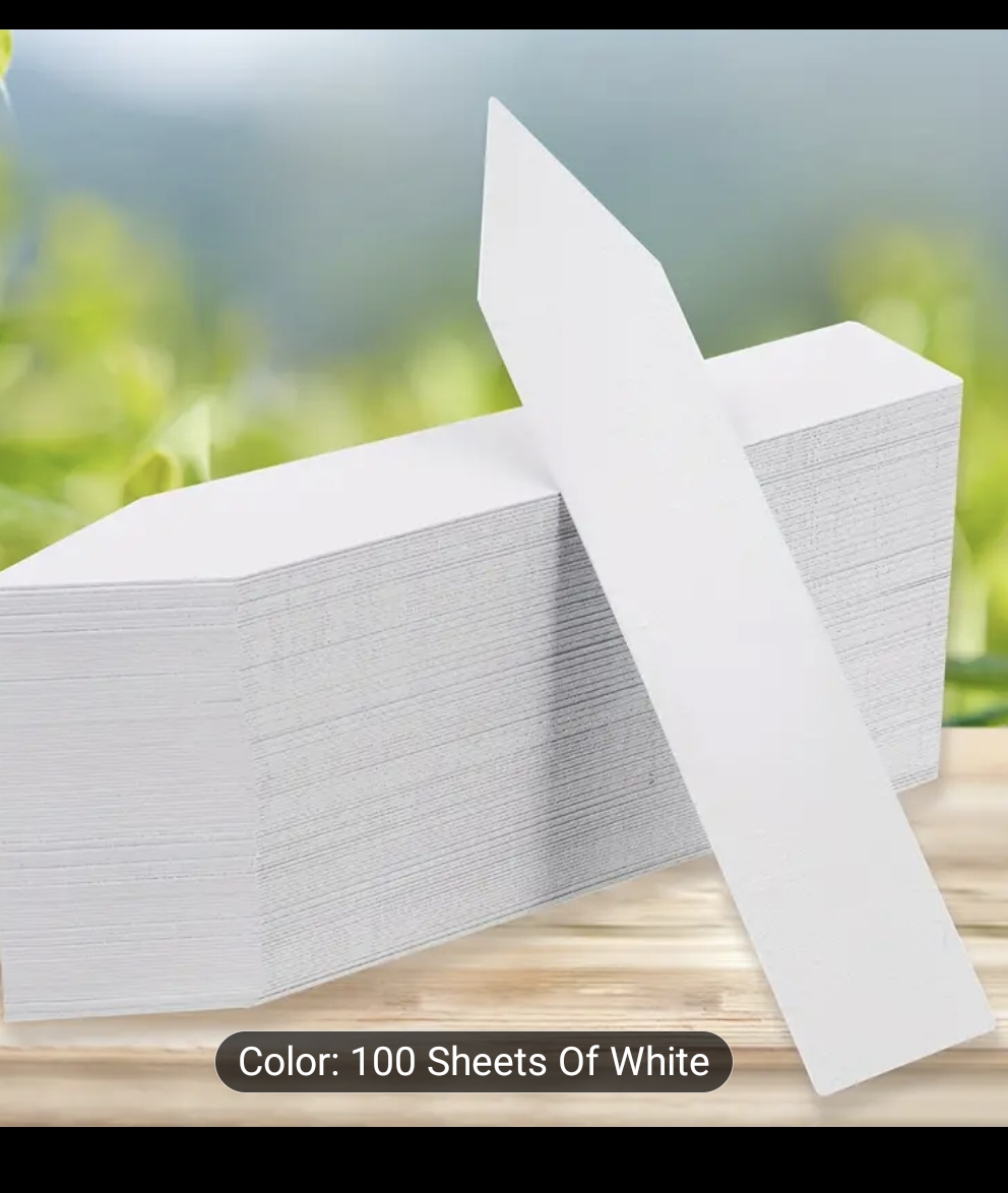 100 Durable White Plastic Plant Labels - Waterproof