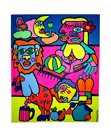 Lunula und der Absinth, Acryl auf Leinwand, 80x100cm, 2025, Kobowali