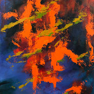 The strong orange, magenta, and golden streaks against a deep blue background conceptualizing the resilience of leagues of frontline workers, hanging in there, during the 2020 pandemic