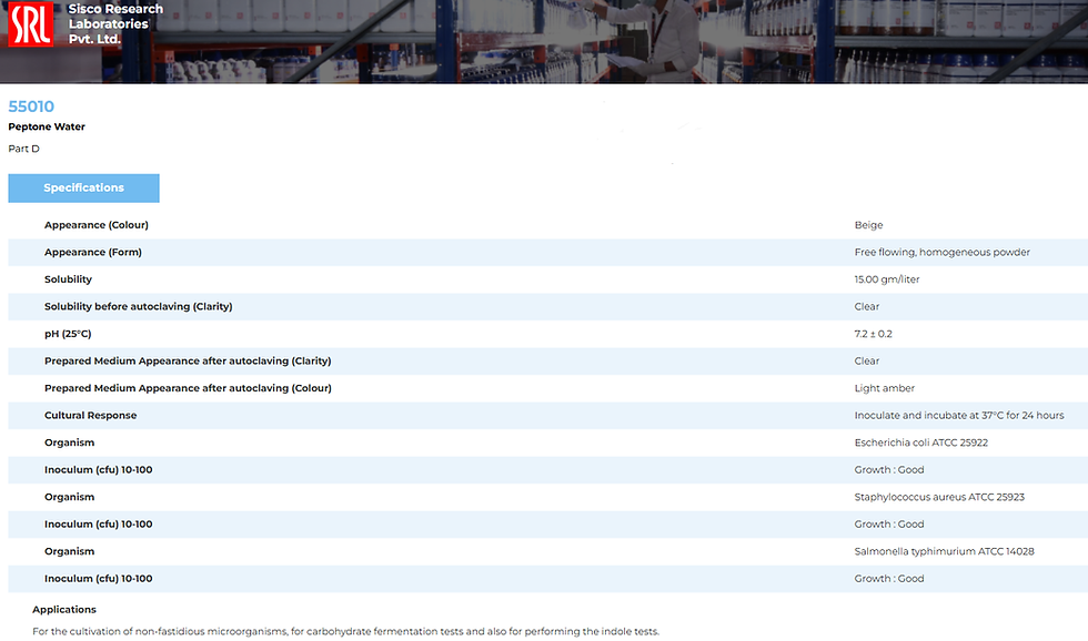 Thumbnail: Peptone Water, 500gm SRL