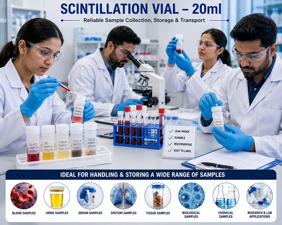 Thumbnail: Scintillation Vial Pack of 5 | Storage Vial 20ml HDPE with Screw Cap, Leak Proof