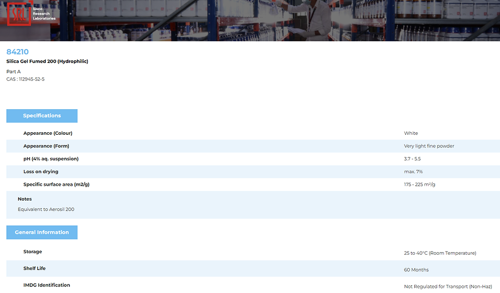 Thumbnail: Silica Gel Fumed 200 (Hydrophilic), 100GM, CAS: 112945-52-5 SRL