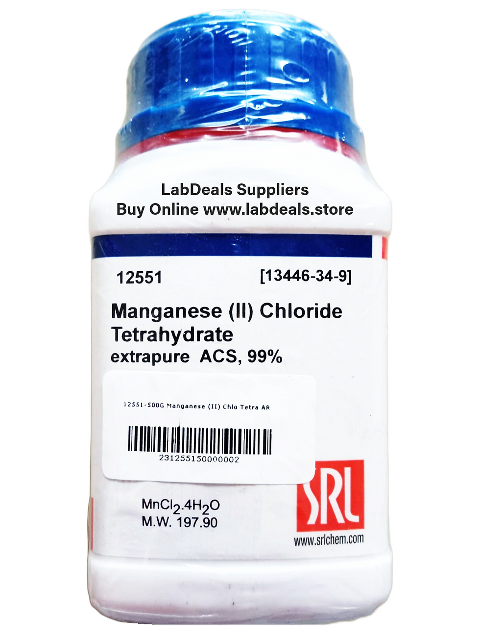 Manganese (II) Chloride Tetrahydrate Extra pure 99%, 500Gm SRL