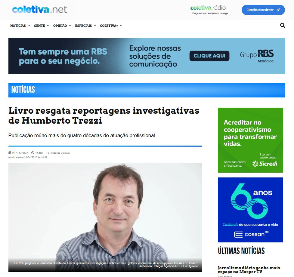 Coletiva: Livro resgata reportagens investigativas de Humberto Trezzi