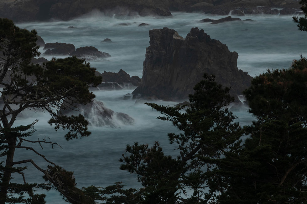 Overhead shot from a hill in Big Sur, California