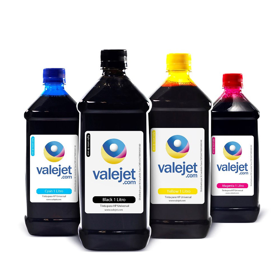 Kit 4 Tintas para HP Universal Valejet CMYK 1 litro.