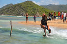 Playa Buen Hombre and MIky kiting with a girl on his back 213