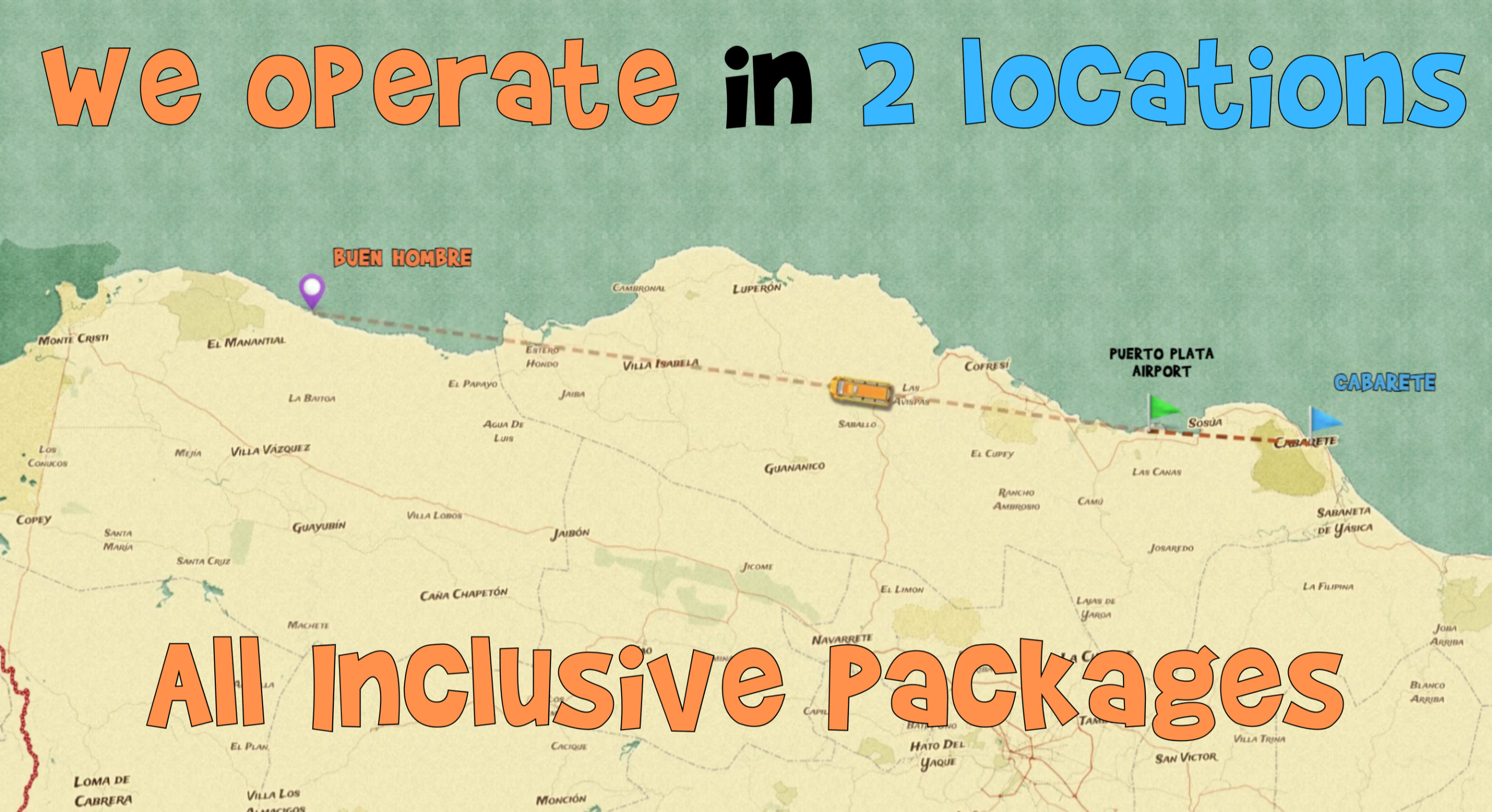 From Cabarete to Buen Hombre directions