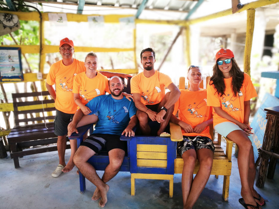 Group of instructors at a kitesurf center