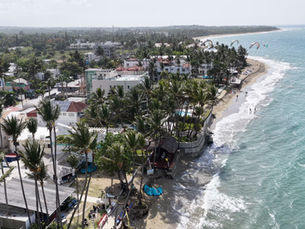 Aerial view of Kite Beach in Cabarete, Dominican Republic