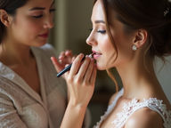 Inspiration photo de mariage - application du rouge à lèvres