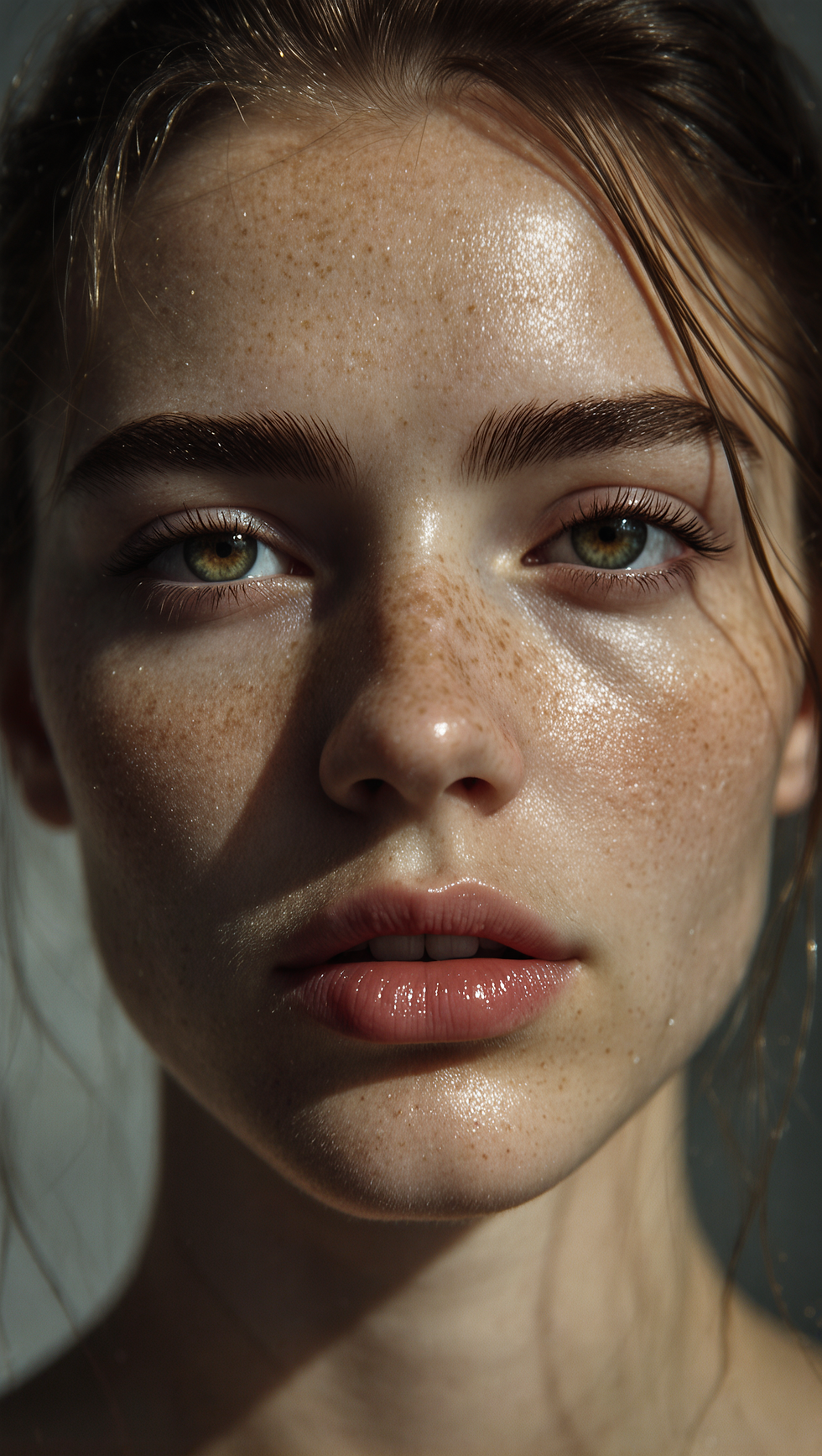 Peau [Peau beige claire avec discrètes taches de rousseur, tonalité naturelle.]