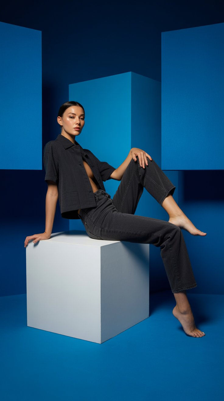 Création d'un moodboard - pose avec accessoire (chaise, cube, etc.)