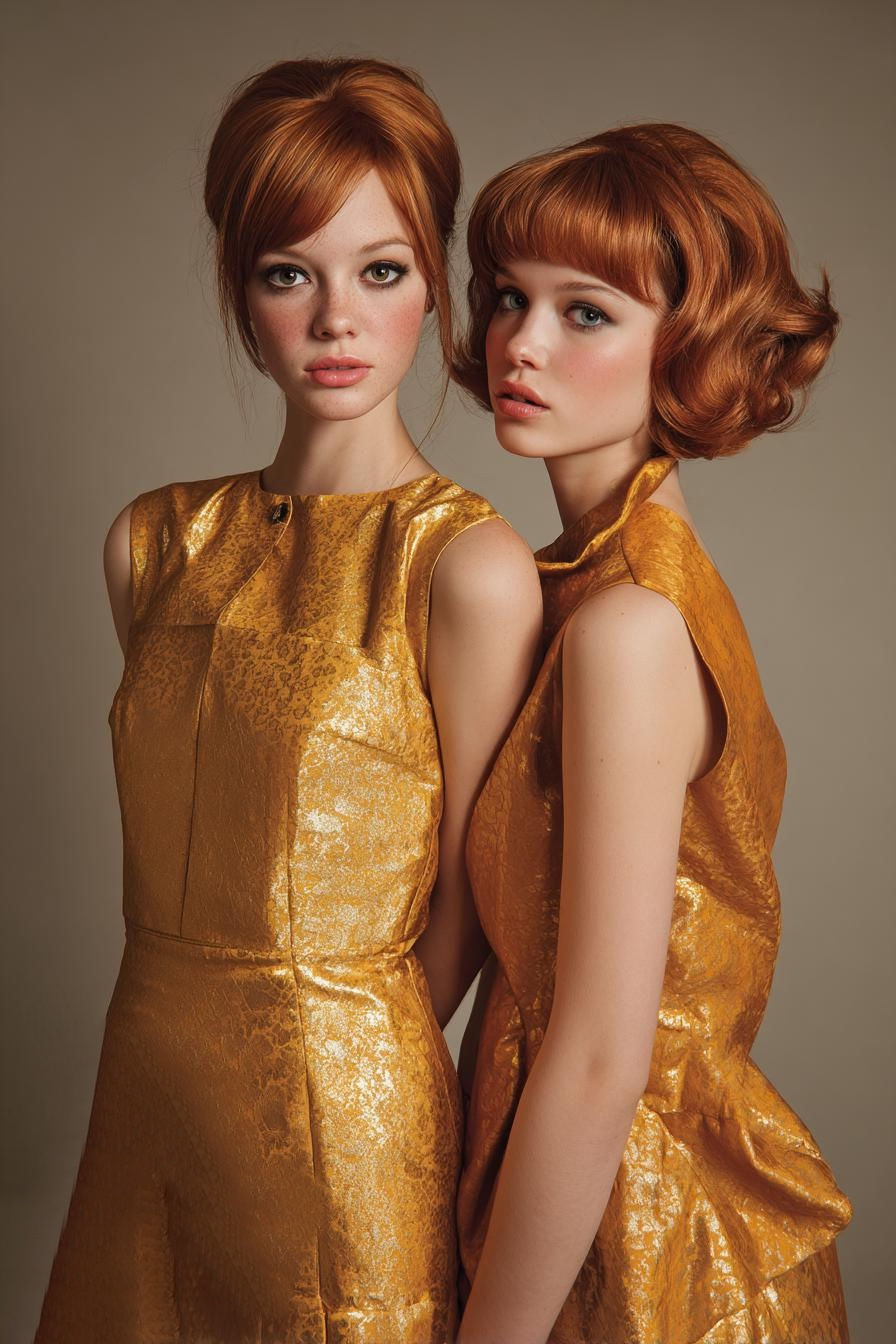 Création d'un moodboard Robes Dorées et Coiffures Rétro