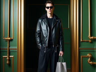 Création d'une image publicitaire mode masculine dans un décor intérieur opulent