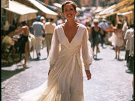 Création d'un moodboard d'une mariée se tenant debout, plein milieu d'une rue