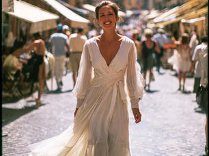 Création d'un moodboard d'une mariée se tenant debout, plein milieu d'une rue