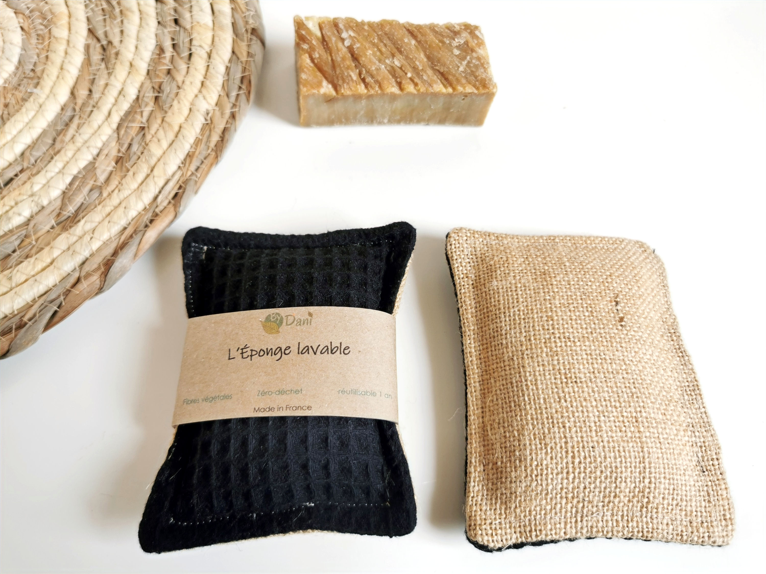 Eponge lavable en Jute - Noir