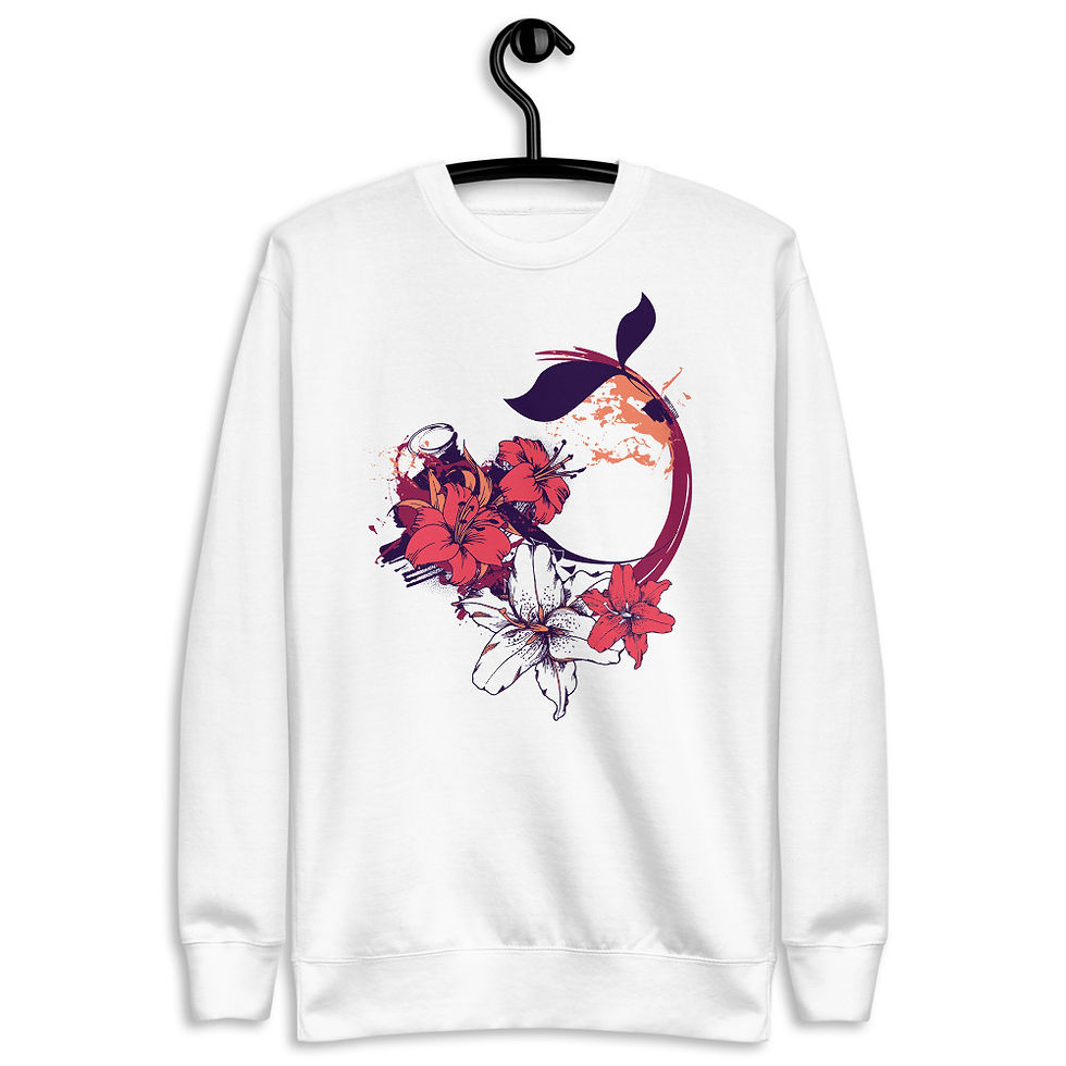Thumbnail: Graphic flower with fish - Unisex Fleece Pullover