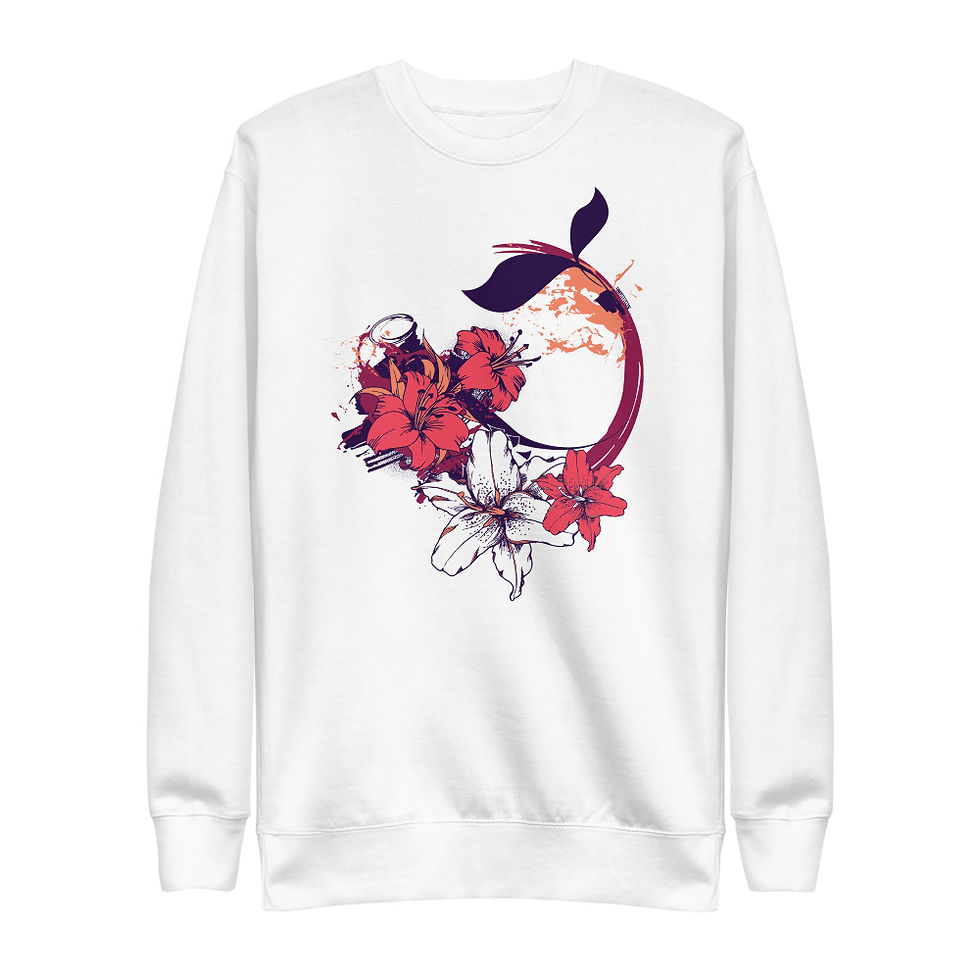 Thumbnail: Graphic flower with fish - Unisex Fleece Pullover