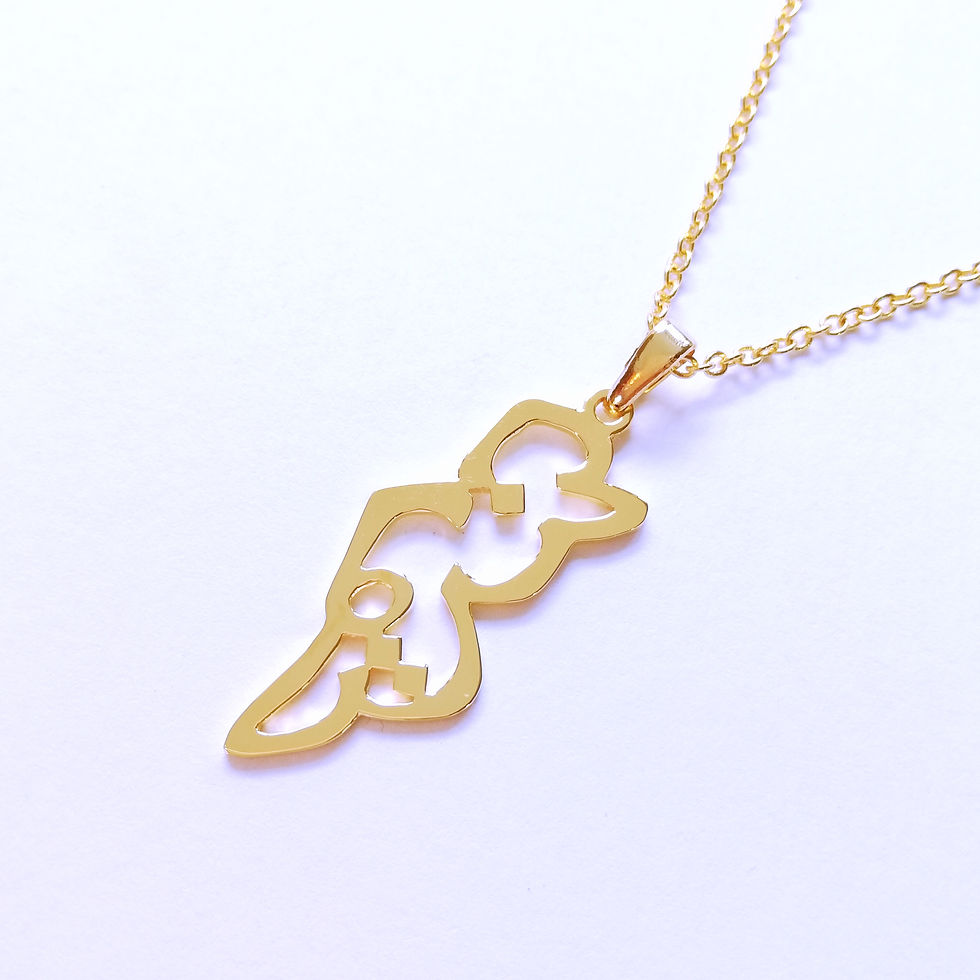Thumbnail: The right view of Gold Tunisia country shape pendant on white panel