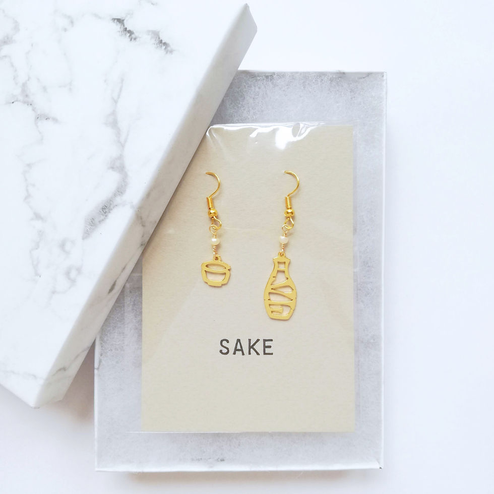 Thumbnail: Sake cup and bottle in Alphabet earring