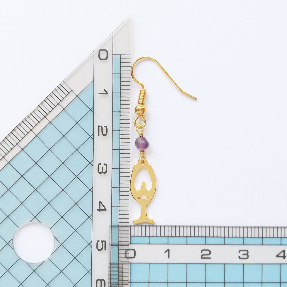 サムネイル： Two rulers showing the size of wine glass shape earring.