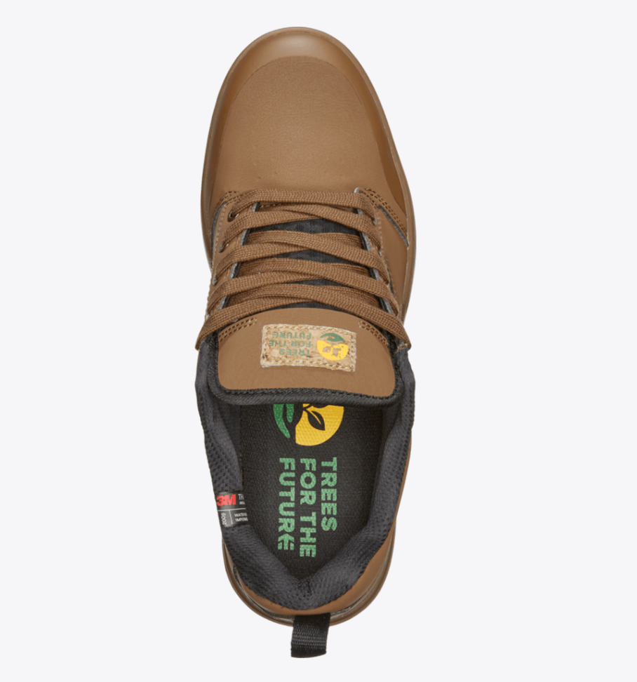Thumbnail: Brown shoe top view Trees For The Future logo. Bc Suspension is displayed.