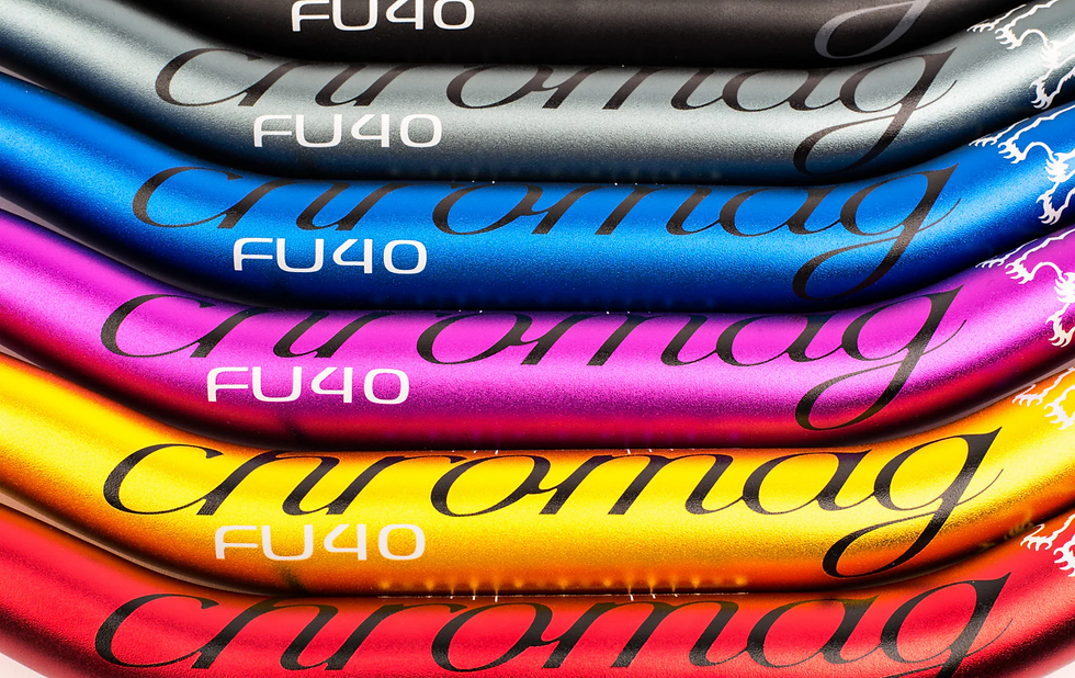 Thumbnail: Close-up of colorful bicycle handlebars with "FU40" text, Bc Suspension