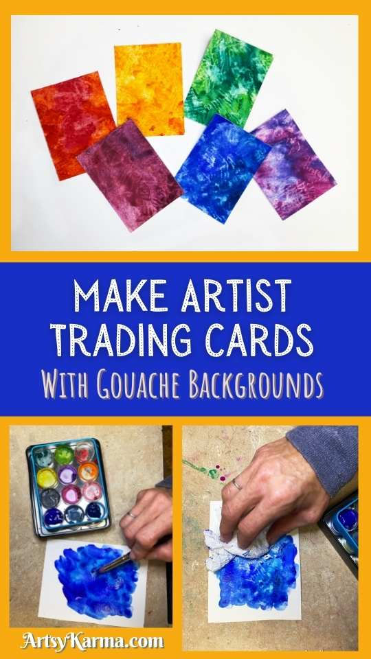 Make artist trading cards with gouache backgrounds